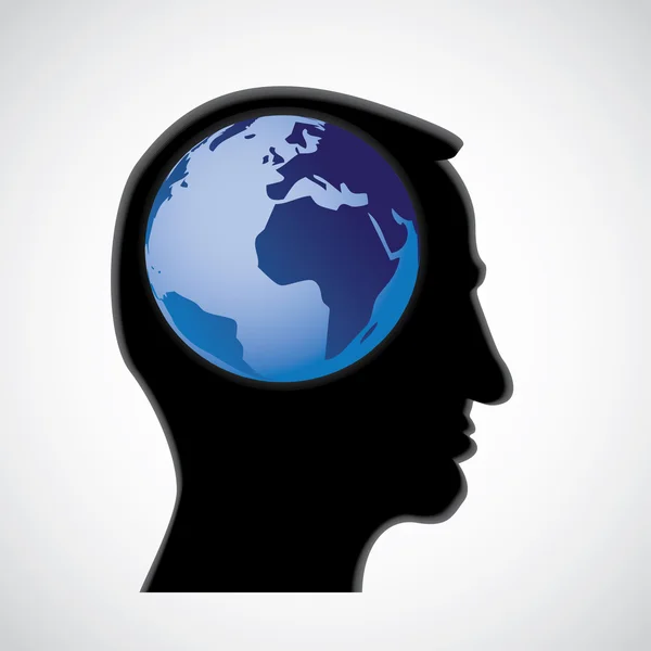 Globe dans la tête — Image vectorielle