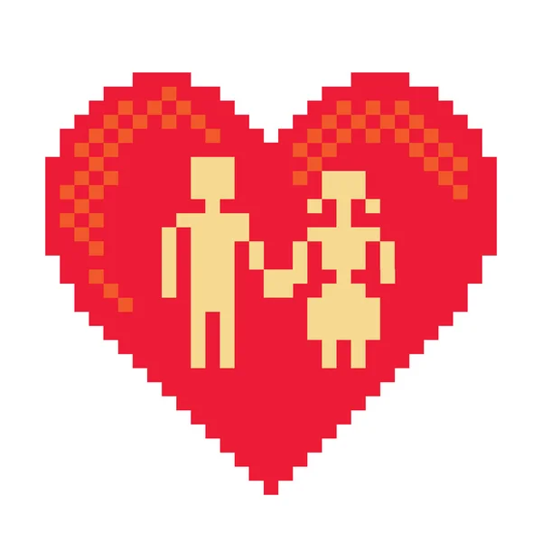 Ζευγάρι στην καρδιά pixel — Διανυσματικό Αρχείο