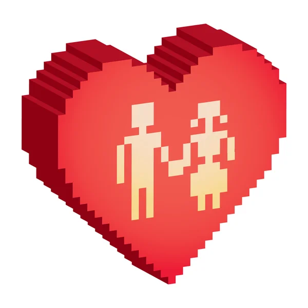 Пара в пиксельном сердце — стоковый вектор