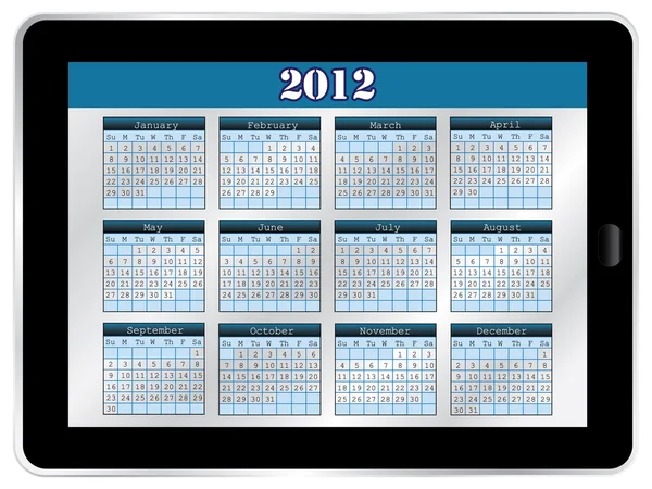 Tablet bilgisayar takvimi 2012 — Stok Vektör