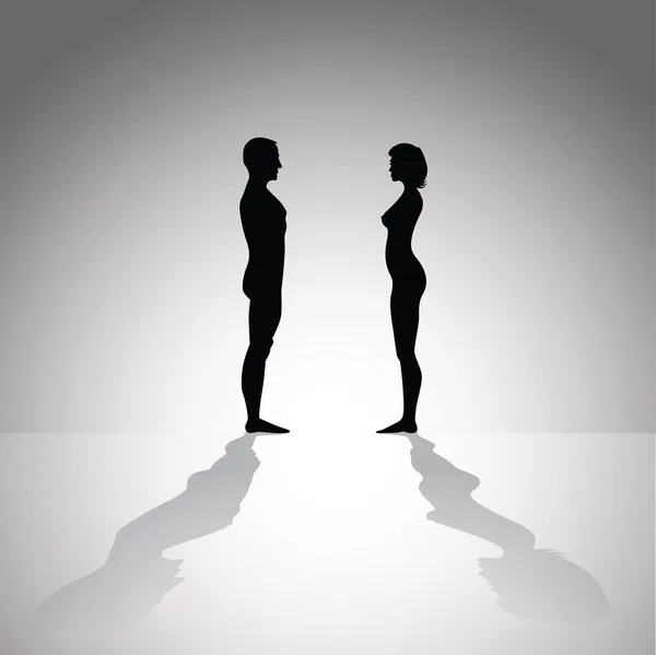 裸体男人和女人 — 图库矢量图片