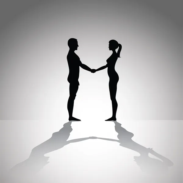 Άντρας και γυναίκα κρατιούνται χέρι-χέρι — Διανυσματικό Αρχείο