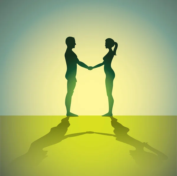 Мужчина и женщина держатся за руки — стоковый вектор