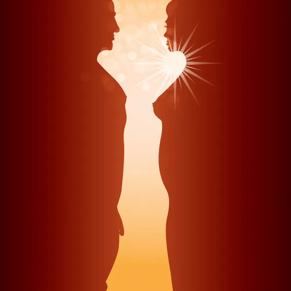 Man, kvinna och soluppgång — Stock vektor