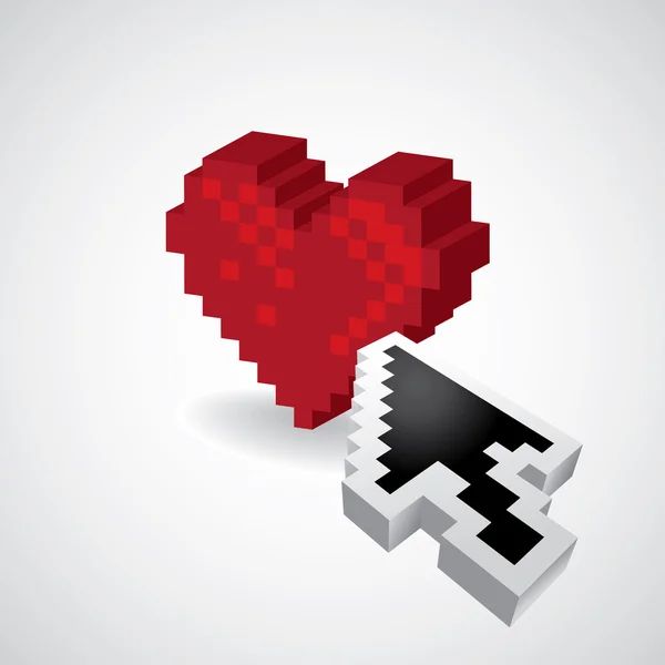 3D Pixel red heart — Stock Vector