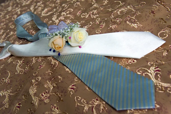 Two ties and wedding flowers — Stock Photo, Image