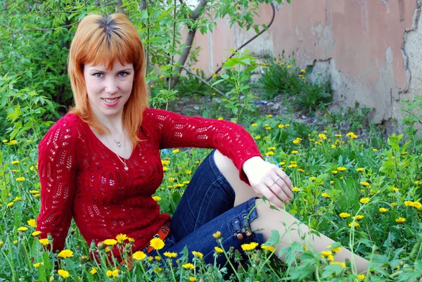 stock image The beautiful girl on a glade