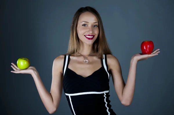Model with apples — Stock Photo, Image