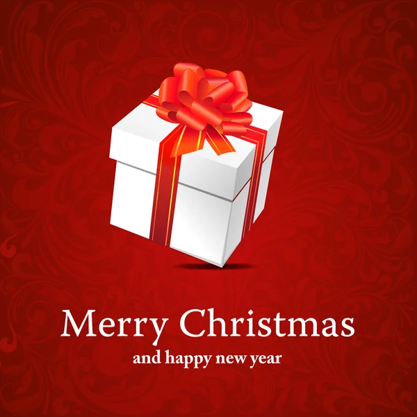 Christmas box with red ribbon — Stock Photo, Image