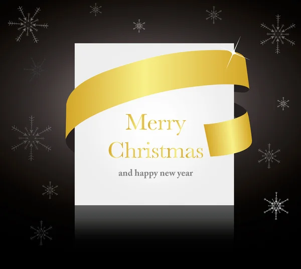 クリスマスや結婚式のカードの周りゴールド リボン — ストックベクタ