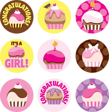 Pink Cupcake Circles clipart