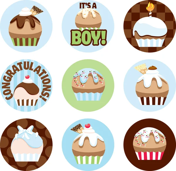 Illustrated Cupcake Circles For Boys — Stock Photo, Image