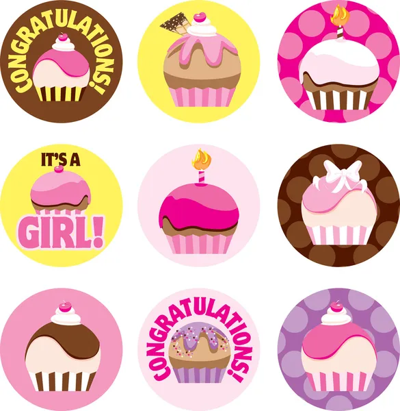 Pink Cupcake cirkler - Stock-foto