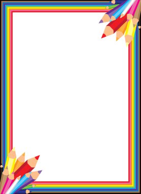 Colorful Rainbow Pencil Border clipart