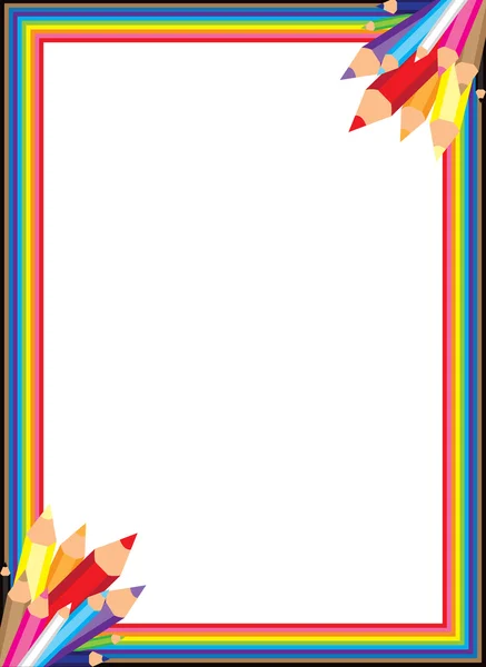 Colorido arco iris lápiz frontera — Vector de stock