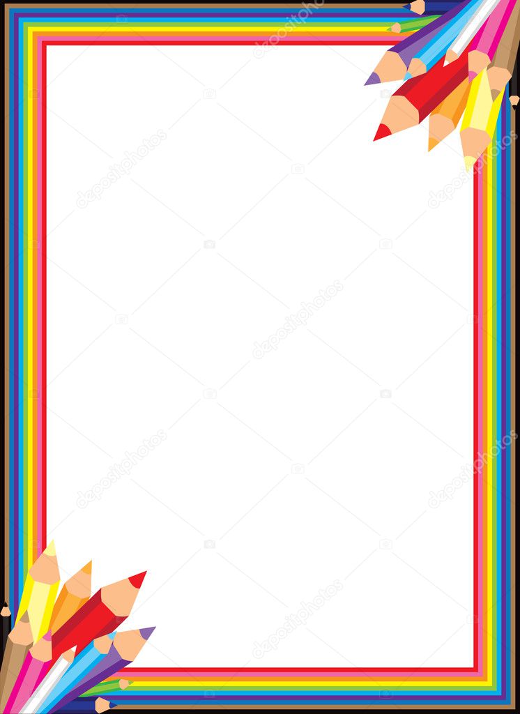 Colorful Rainbow Pencil Border