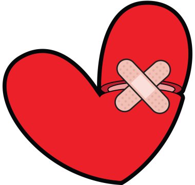 Broken Heart With Bandaid clipart