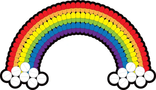 药片排列在一条彩虹 — 图库照片