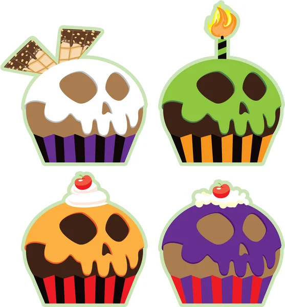 Cupcakes de caveira de Halloween — Fotografia de Stock