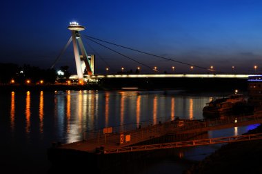 Bratislava New bridge during night clipart