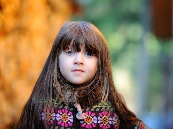 Portrét Rozkošná holčička s rozpuštěné vlasy — Stock fotografie