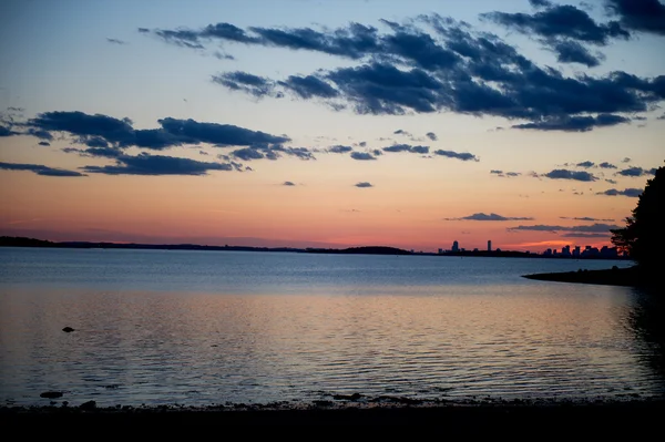 stock image Evening sky over Boston, view from Weir River