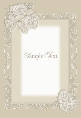 Wedding invitation, frame roses clipart