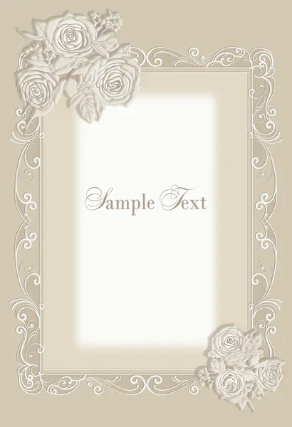 Wedding invitation, frame roses — Stock Photo, Image