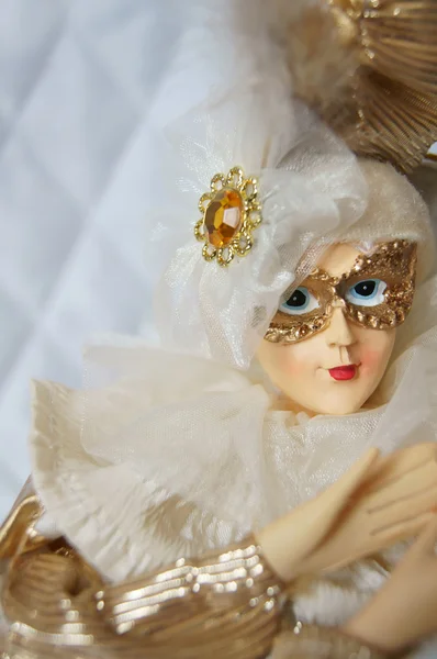 Porcelana boneca Arlekino brincalhão — Fotografia de Stock