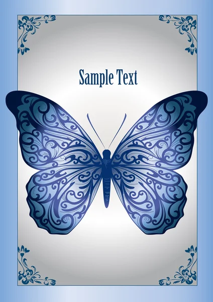 Blue lace butterfly — Stock Vector