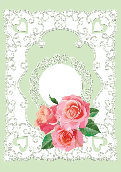 Frame lace and rose — Stock Photo, Image