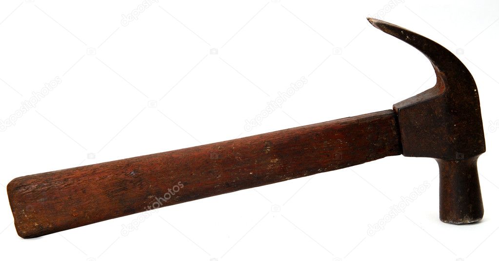 Old hammer with clipping path