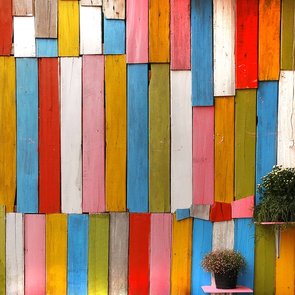 컬러 나무 벽 배경 — 스톡 사진