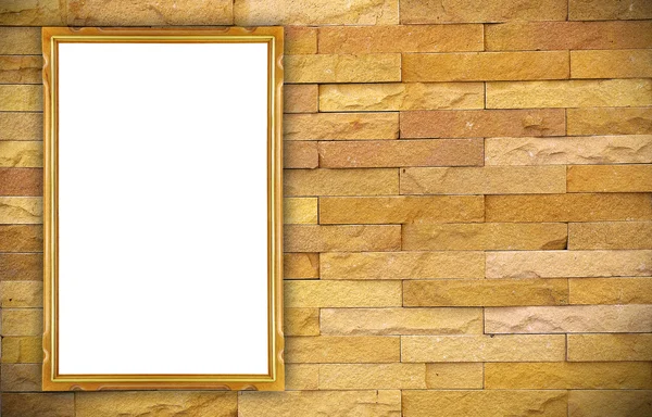 Moldura de madeira da foto na parede velha — Fotografia de Stock