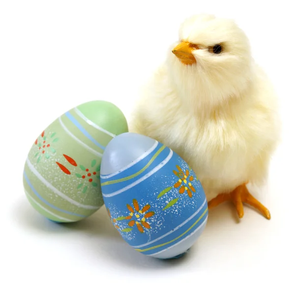 Easter Chick and Eggs — Stock Photo, Image