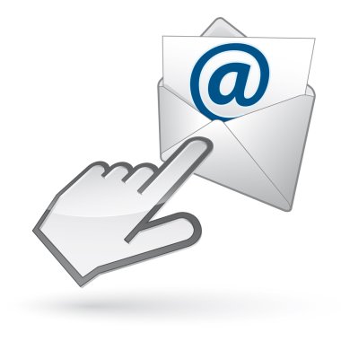 Left-handed cursor on e-mail clipart