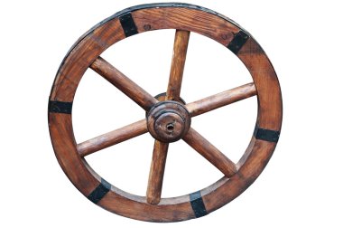 Wooden wheel on a white background