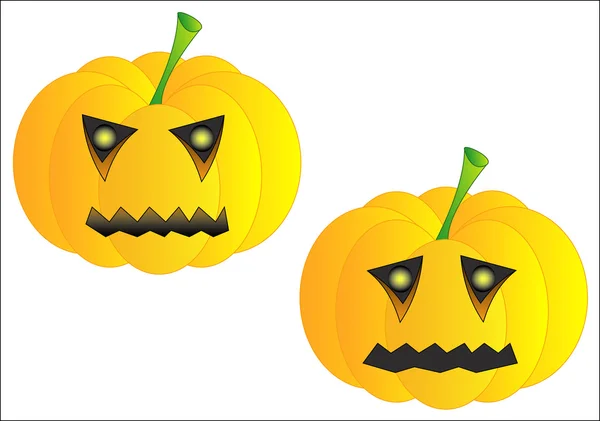 Isolé deux citrouilles maléfiques et tristes pour Halloween — Image vectorielle