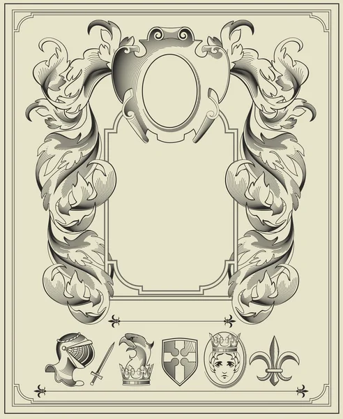 องค์ประกอบของ Heraldic . — ภาพเวกเตอร์สต็อก