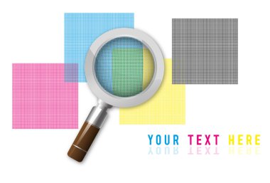 CMYK screened magnifying lens clipart