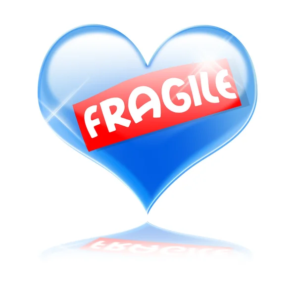 Coração de vidro azul frágil — Fotografia de Stock