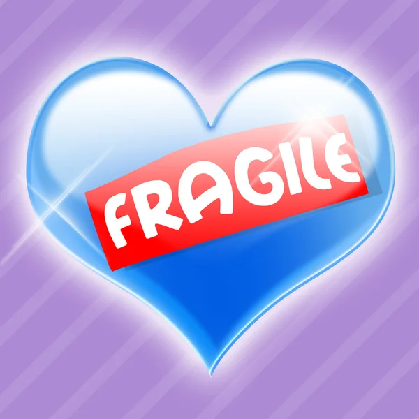 Coração de vidro azul frágil — Fotografia de Stock