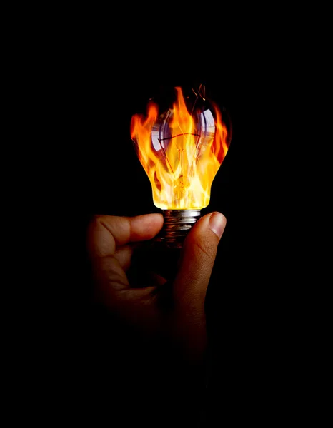 Lampa med eld inuti — Stockfoto