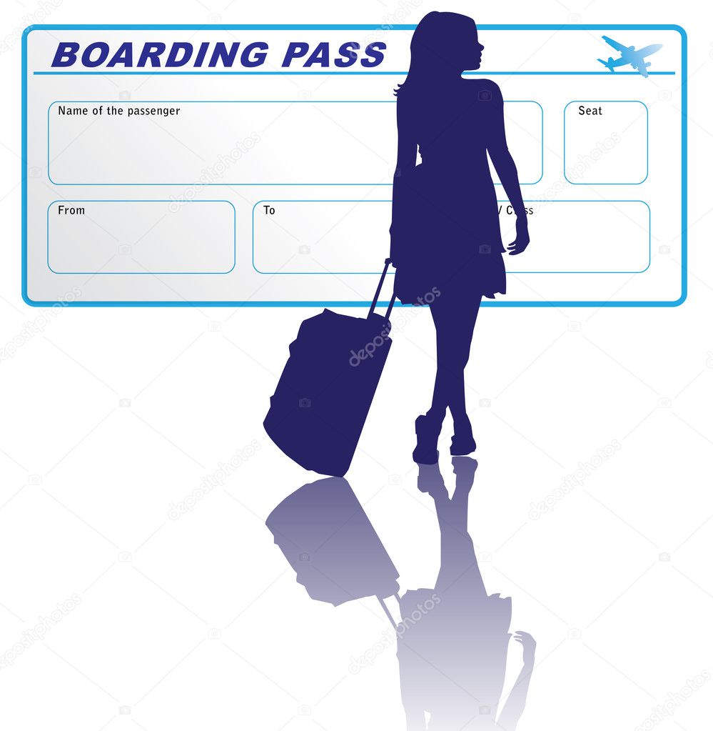 Travelling woman with boarding pass