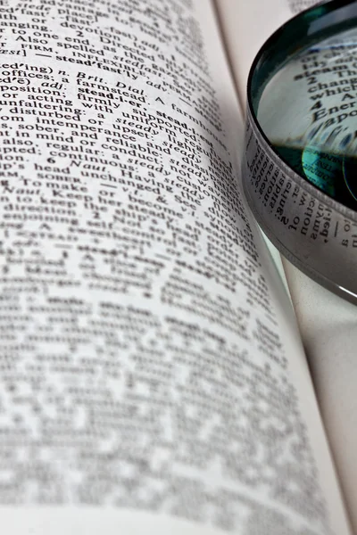 Magnifer en woordenboek — Stockfoto