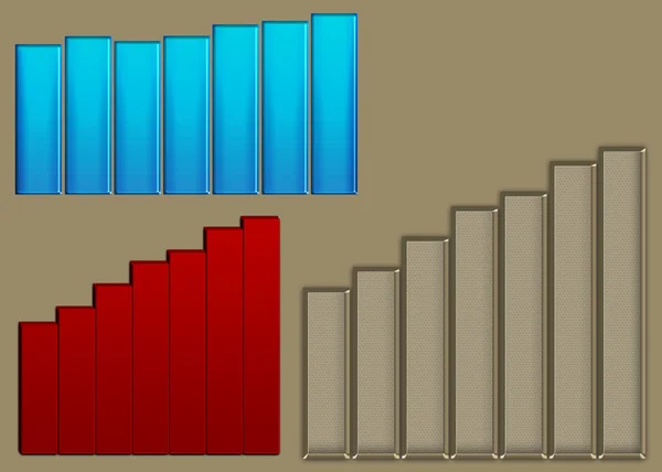 3 histogramas mostrando elevação — Fotografia de Stock
