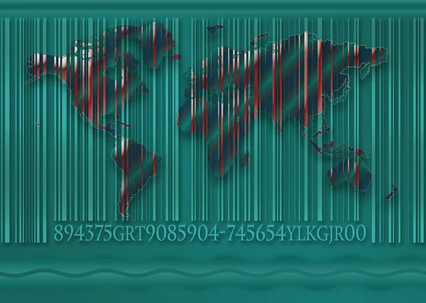 De wereld met een streepjescode — Stockfoto