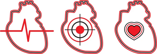 Μια σειρά από τρεις καρδιές. μπορεί να χρησιμοποιηθεί για το λογότυπο. — Διανυσματικό Αρχείο