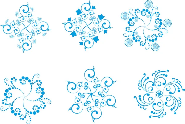 Um conjunto de flocos de neve pretos, padrões, ornamentos, itens — Vetor de Stock