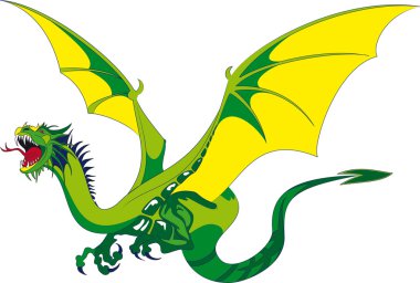 Medieval dragon with open mouth threateningly clipart